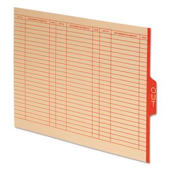 Pendaflex End Tab Outguides, Red Center &quot;OUT&quot; Tab, Manila, Letter, 100/Box
