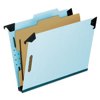Pendaflex Pressboard Hanging Classi-Folder, 1 Divider/4-Sections, Letter, Blue