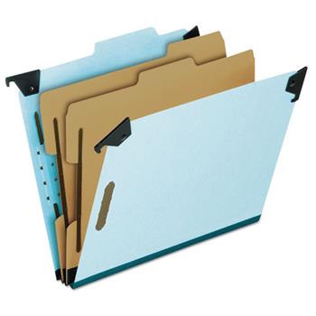 Pendaflex&#174; Pressboard Hanging Classi-Folder, 2 Divider/6-Sections, Letter, Blue