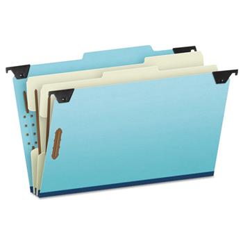 Pendaflex Pressboard Hanging Classi-Folder, 2 Divider/6-Sections, Legal, Blue