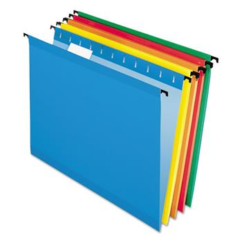 Pendaflex SureHook Poly Laminate Hanging Folders, Letter, 1/5 Tab, Assorted, 20/Box