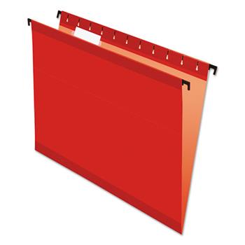 Pendaflex SureHook Poly Laminate Hanging Folders, Letter, 1/5 Tab, Red, 20/Box