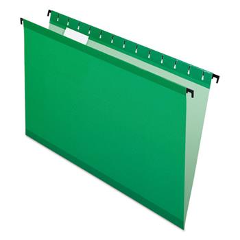 Pendaflex SureHook Poly Laminate Hanging Folders, Legal, 1/5 Tab, Bright Green, 20/Box