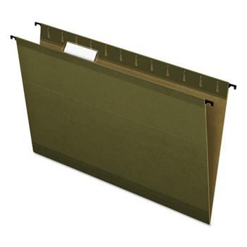 Pendaflex SureHook Poly Laminate Hanging Folders, 1/5 Tab, Legal, Green, 20/Box