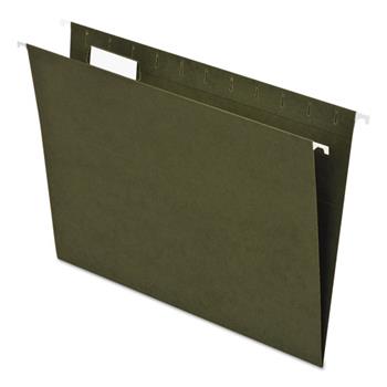 Pendaflex Earthwise Recycled Colored Hanging File Folders, 1/5 Tab, Letter, Green, 25/Box