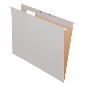 Pendaflex Essentials Colored Hanging Folders, 1/5 Tab, Letter, Gray, 25/Box