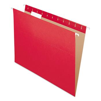Pendaflex Essentials Colored Hanging Folders, 1/5 Tab, Letter, Red, 25/Box