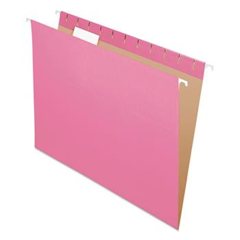 Pendaflex Essentials Colored Hanging Folders, 1/5 Tab, Letter, Pink, 25/Box