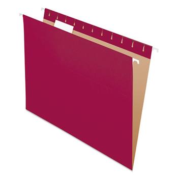 Pendaflex Essentials Colored Hanging Folders, 1/5 Tab, Letter, Burgundy, 25/Box