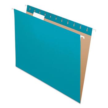 Pendaflex Essentials Colored Hanging Folders, 1/5 Tab, Letter, Teal, 25/Box