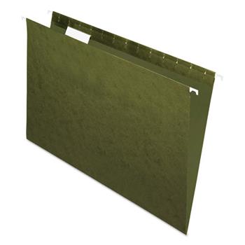 Pendaflex Essentials Hanging File Folders, 1/5 Tab, Legal, Standard Green, 25/Box