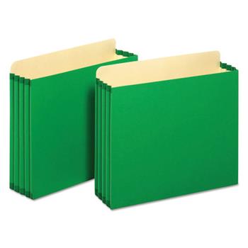 Pendaflex File Cabinet Pockets, Straight Cut, 1 Pocket, Letter, Green, 10/BX