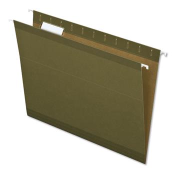 Pendaflex&#174; Earthwise Recycled Hanging File Folders, 1/5 Tab, Letter, Green, 25/Box