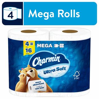 Charmin Ultra Strong Toilet Paper, 2-Ply, 242 Sheets/Roll, 4 Rolls/Pack