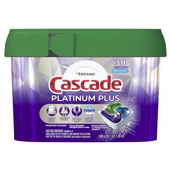 Cascade Platinum Plus ActionPacs, Dishwasher Detergent Pods, Fresh Scent, 6/Carton