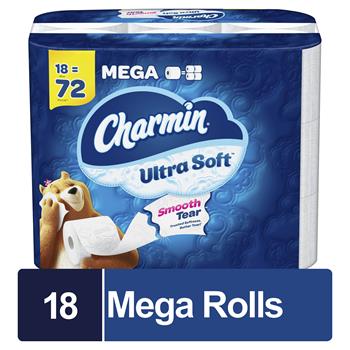 Charmin Ultra Soft Toilet Paper, 18 Mega Rolls, 2-Ply, 224 Sheets Per Roll