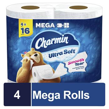 Charmin Ultra Soft Toilet Paper, 4 Mega Rolls, 2-Ply, 224 Sheets Per Roll, 8/Carton