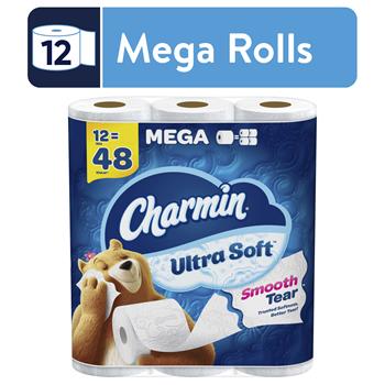 Charmin Ultra Soft Toilet Paper, Mega Roll, 2-Ply, 224 Sheets Per Roll, 4/Carton