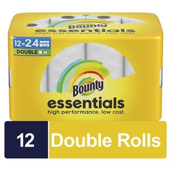 Bounty Essentials Select-A-Size Paper Towels, 2-Ply, White, 108 Sheets/Roll, 12 Rolls/Carton