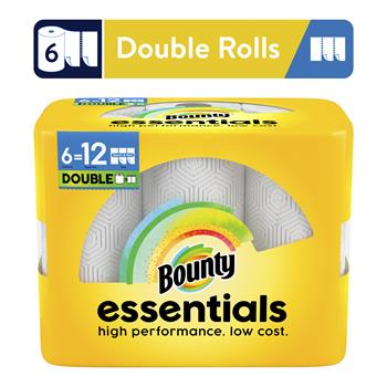 Bounty Essentials Select-A-Size Paper Towels, Double Rolls, White, 108 Sheets/Roll, 6 Rolls/Carton