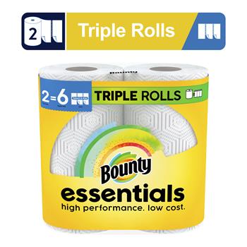 Bounty Essentials Select-A-Size Paper Towels, Triple Rolls, White, 162 Sheets Per Roll, 2 Rolls/Pack, 6 Packs/Carton (12 Rolls)