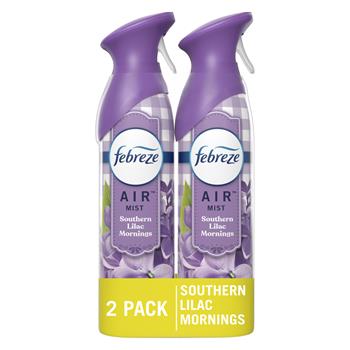 Febreze Odor-Fighting Air Freshener, Southern Lilac Mornings, 8.8 oz, 2 Cans/Pack, 6 Packs/Carton