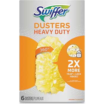 Swiffer Heavy Duty Dusters Refill, Dust Lock Fiber, Yellow, 6/Box, 4 Box/Carton