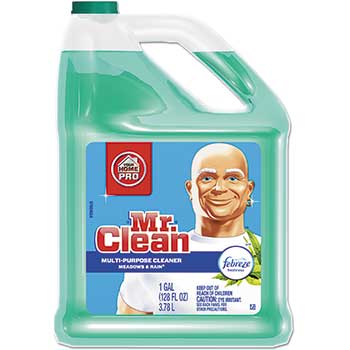 Mr. Clean&#174; Multipurpose Cleaning Solution with Febreze, 128 oz Bottle, Meadows &amp; Rain Scent, 4/Carton