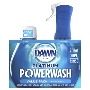 Dawn Platinum Powerwash Dish Spray, Fresh Scent, 16 oz Spray Bottle and 16 oz Refill Bottle, 3 Packs/CT