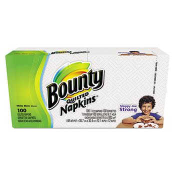 Bounty Quilted Napkins, 1-Ply, 12.1 x 12, White, 100/PK