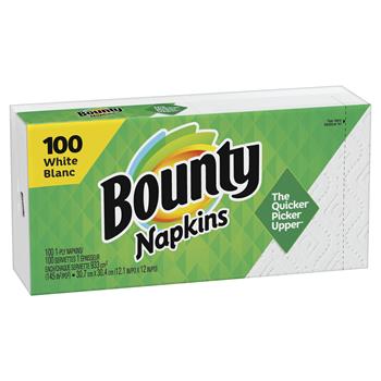 Bounty Quilted Napkins, 1-Ply, 12.1&quot; x 12&quot;, White, 2000/Carton
