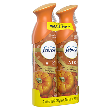 Febreze Odor-Eliminating Air Freshener, Fresh-Harvest Pumpkin, 6 Packs of 2 Per Carton