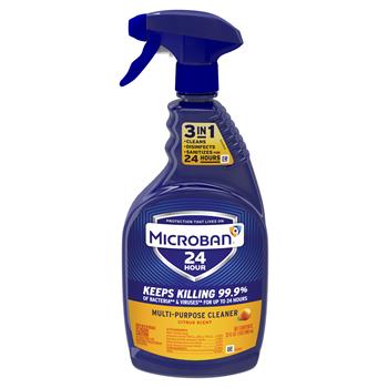 Microban 24 Hour Multi-Purpose Cleaner/Disinfectant Spray, 32 oz, Citrus Scent, 6/Carton
