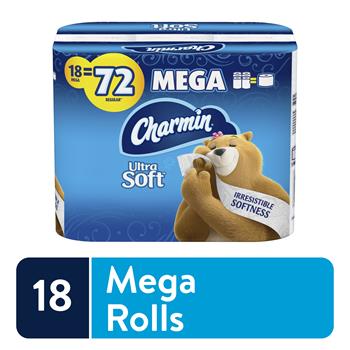 Charmin Ultra Soft Toilet Paper, 2-Ply, 264 Sheets Per Roll, 18 Mega Rolls/CT