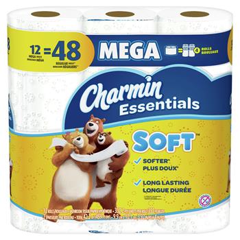 Charmin&#174; Essentials Soft Toilet Paper, 2-Ply, 12 Mega Rolls