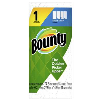 Bounty Select-A-Size Paper Towels, Single Plus Rolls, White, 74 Sheets/Roll, 24 Rolls/CT