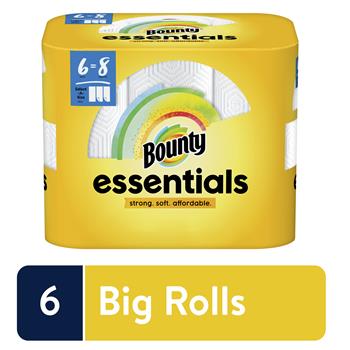 Bounty Essentials Select-a-Size Paper Towels, Big Rolls, 5-9/10&quot; x 11&quot;, 1-Ply, 83/Roll, 6 Rolls/Carton
