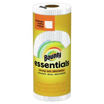 Bounty Essentials Paper Towels, Regular Rolls, 10.19&quot; x 10.98&quot;, 2-Ply, 40 Sheets/Roll, 30 Rolls/CT