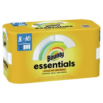 Bounty Essentials Select-a-Size Paper Towels, Large Rolls, 5-9/10&quot; x 11&quot;, 1-Ply, 78/Roll, 8/Pack