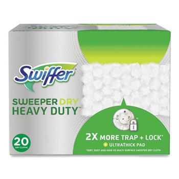 Swiffer Heavy-Duty Dry Refill Cloths, 10.3 in x 7.8 in, 20/Pack, 4 Packs/Carton