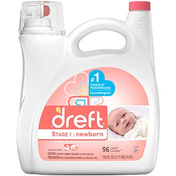 Dreft Ultra Laundry Detergent, Liquid, Original Scent, 150 oz Bottle, 4/Carton