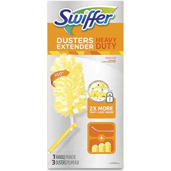 Swiffer&#174; Heavy Duty Dusters, Plastic Handle Extends to 3 ft,1 Handle &amp; 3 Dusters/Kit, 6 Kits/Carton