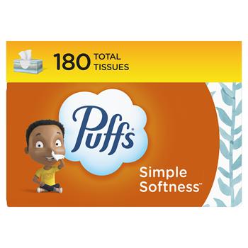 Puffs Simple Softness Non-Lotion Facial Tissue, White, 180  Tissues per Box, 24 Boxes /CT