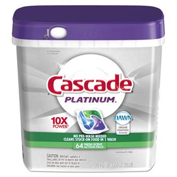 Cascade&#174; Platinum ActionPacs, Fresh Scent, 64 Pacs per Container, 3 Containers/Carton