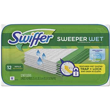 Swiffer Wet Refill Cloths, Cloth, White, 8x10, Open Window Fresh Scent, 12/Tub, 12Tubs/CT