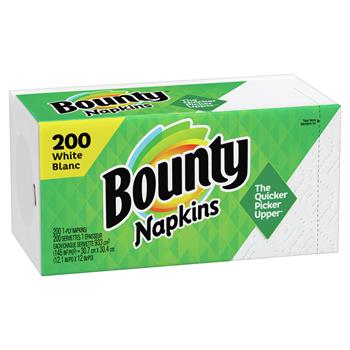 Bounty Quilted Napkins, 1-Ply, 12 1/10 x 12, White, 200/Pack, 8 Pack/Carton