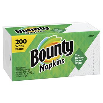Bounty Quilted Napkins, 1-Ply, 12-1/10&quot; x 12&quot;, White, 200/Pack