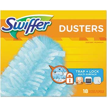 Swiffer&#174; Refill Dusters, Dust Lock Fiber, 2&quot; x 6&quot;, Light Blue, 18/Box, 4 Boxes/Carton