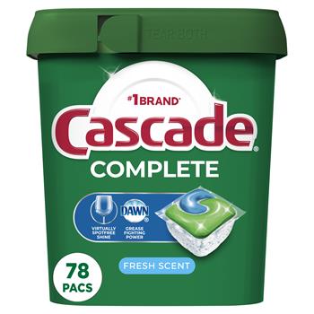 Cascade Complete ActionPacs, Dishwasher Detergent Pods, Fresh Scent, 2/Carton