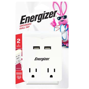 Energizer 2 Outlet Wall Tap with 2 USB Ports
